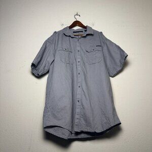 Sean John Linen Short Sleeve Casual Shirt Men 3XLT Grey Prep Baggy Fit Button Up